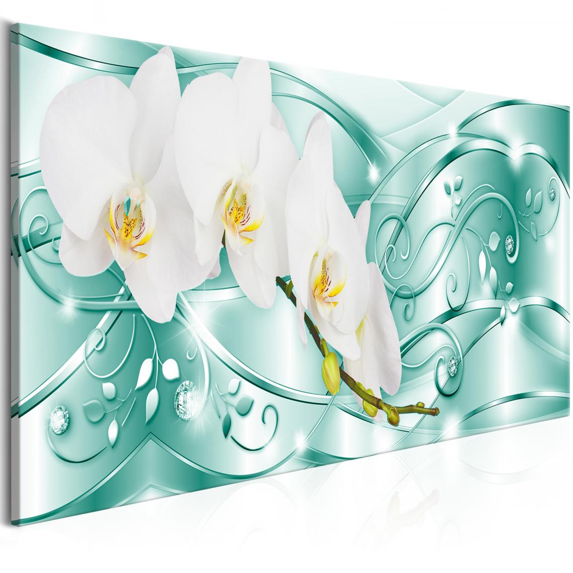 Decoshop26 - Tableau sur toile décoration murale image imprimée cadre en bois à suspendre Floraison (1 partie) Étroite vert 150x50 cm 11_0000947 - Tableaux, peintures