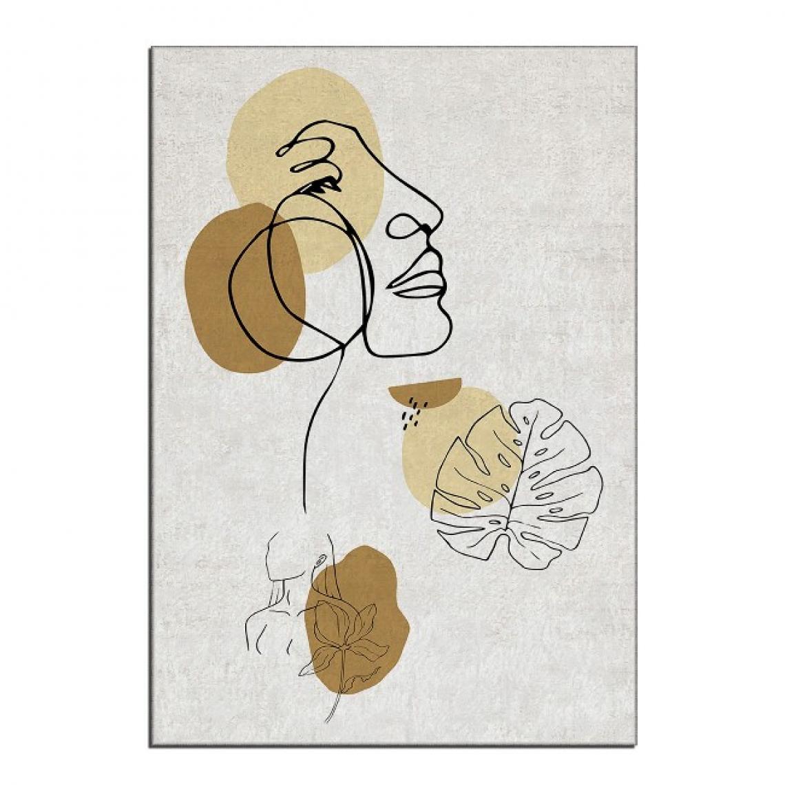 Homemania - HOMEMANIA Tapis décoratif Outline - Blanc, Marron - 100 x 140 cm - Tapis