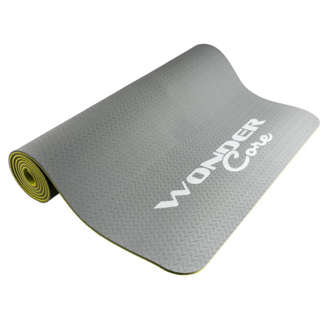 Wonder Core - Wonder Core Tapis de yoga TPE 173x61x0,6 cm Gris et vert - Tapis