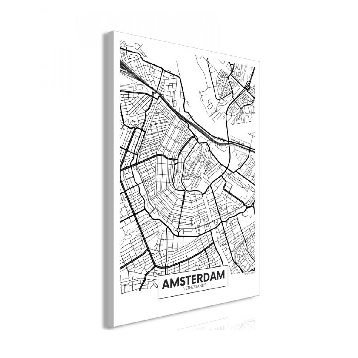 Artgeist - Tableau - Map of Amsterdam (1 Part) Vertical 40x60 - Tableaux, peintures