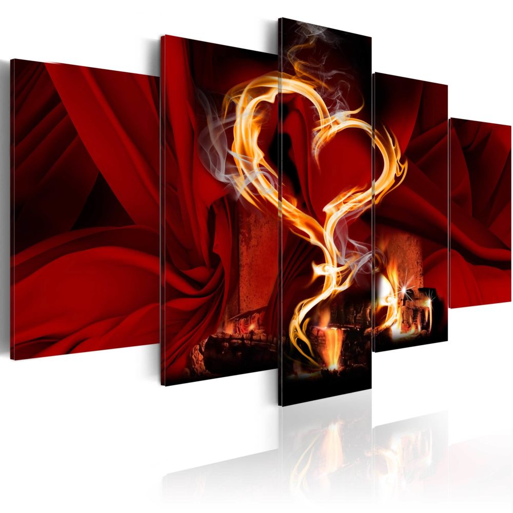 Bimago - Tableau - Flames of love: heart - Décoration, image, art | - Tableaux, peintures