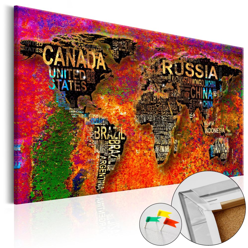 Bimago - Tableau en liège | Impressive World [Cork Map] | 90x60 | | - Tableaux, peintures