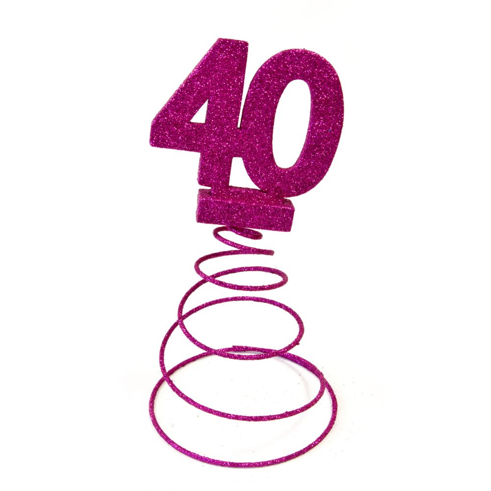 Visiodirect - Lot de 10 Centres de table pour anniversaire 40 ans - fuschia pailletée - Objets déco