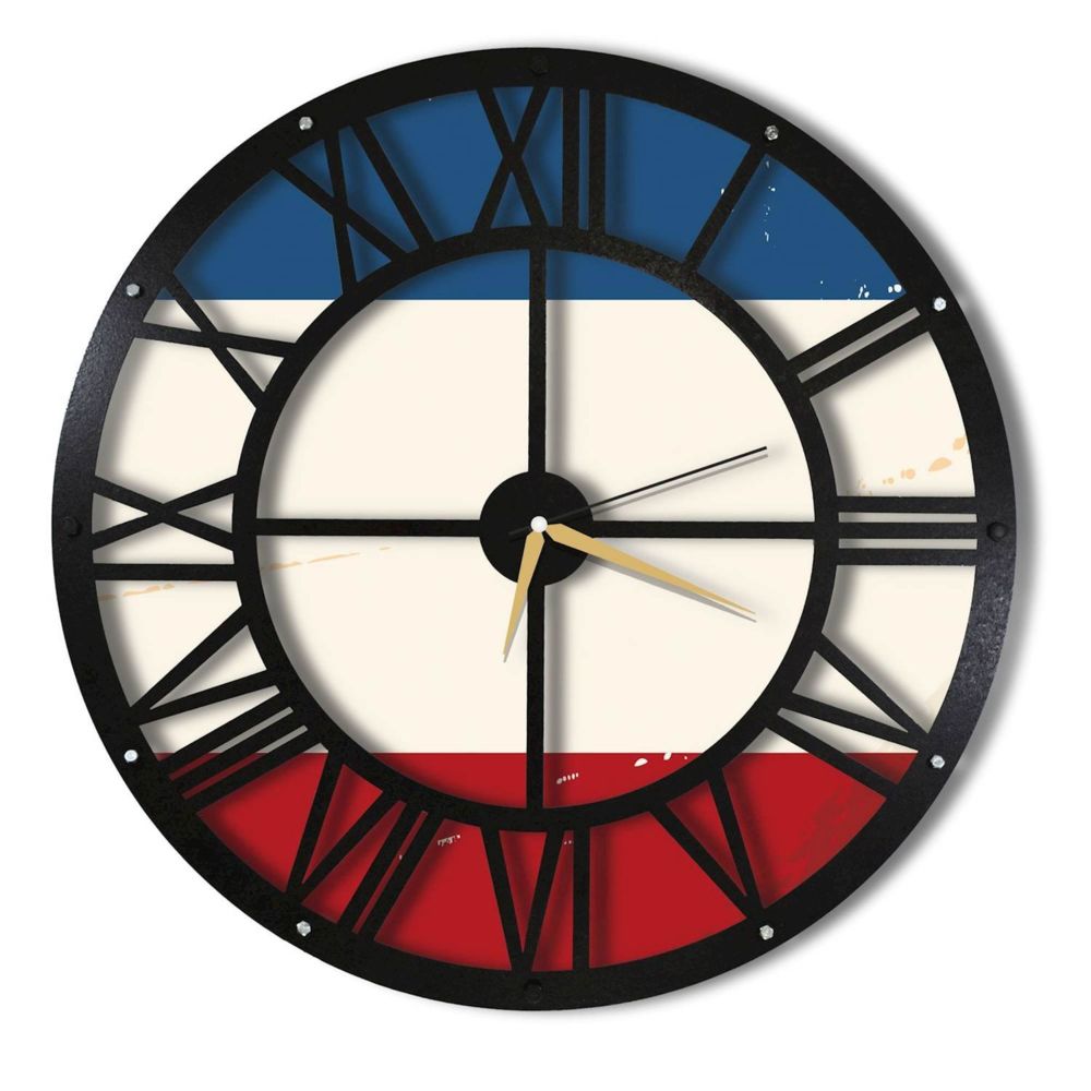 Homemania - Horloge murale en métal Wall Tricolore - Diam. 50 cm - Noir - Objets déco