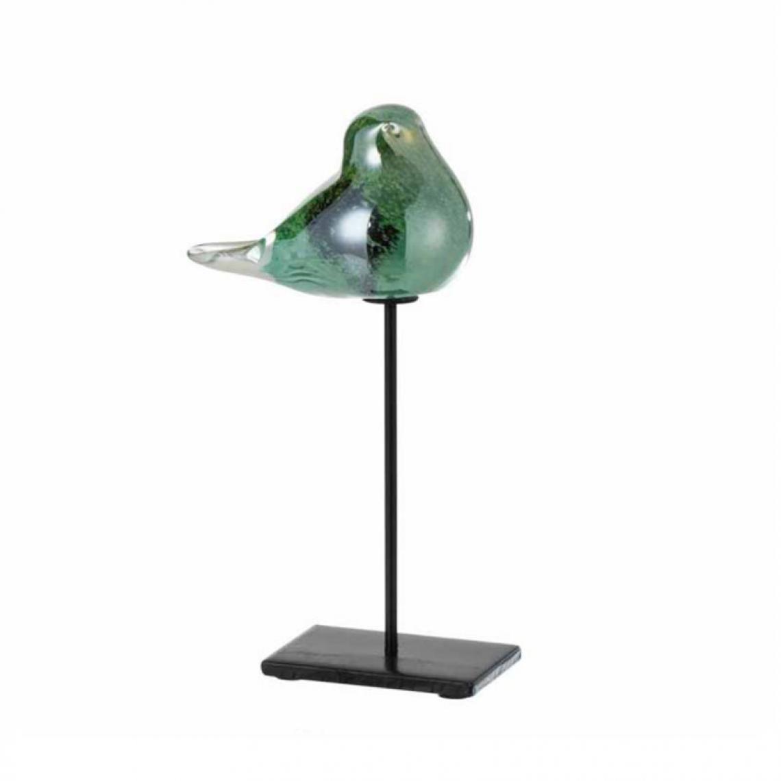 Paris Prix - Statue Déco en Verre Oiseau sur Pied 28cm Vert - Statues