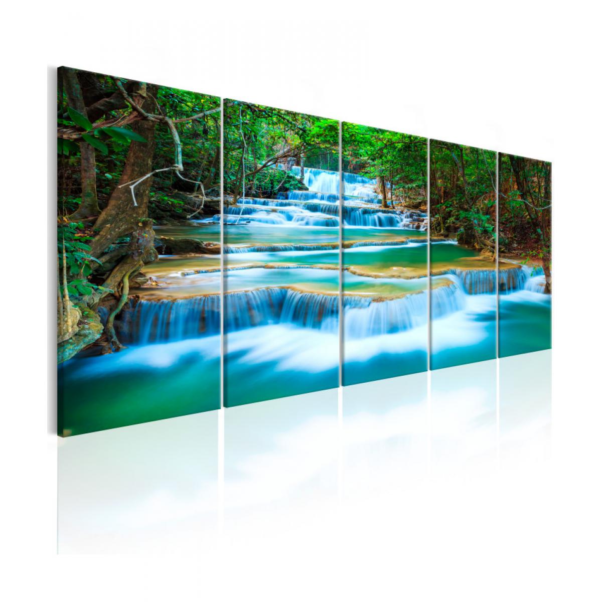 Artgeist - Tableau - Sapphire Waterfalls I 225x90 - Tableaux, peintures