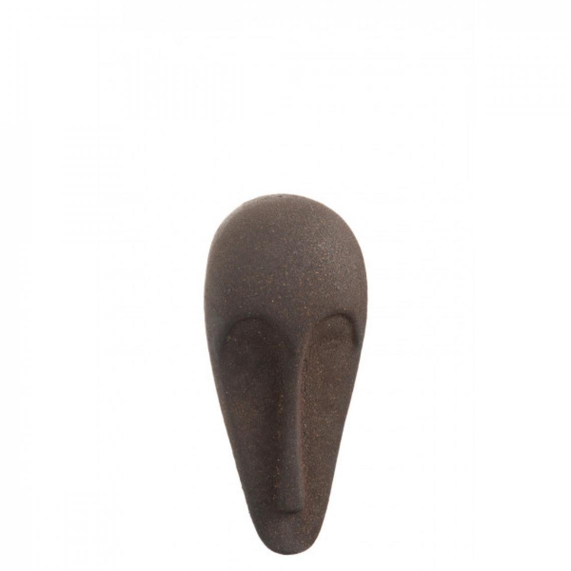 Dansmamaison - Masque Long Ethnique Ceramique Marron Small - L 14 x l 9 x H 31 cm - Objets déco