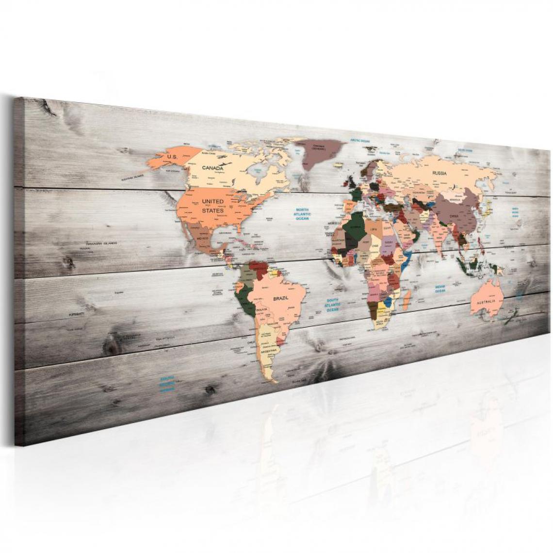 Artgeist - Tableau - World Maps: Wooden Travels .Taille : 150x50 - Tableaux, peintures