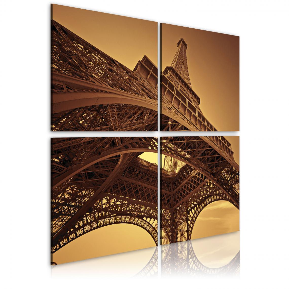 Decoshop26 - Tableau sur toile en 4 panneaux décoration murale image imprimée cadre en bois à suspendre Tour Eiffel - Paris 40x40 cm 11_0008172 - Tableaux, peintures