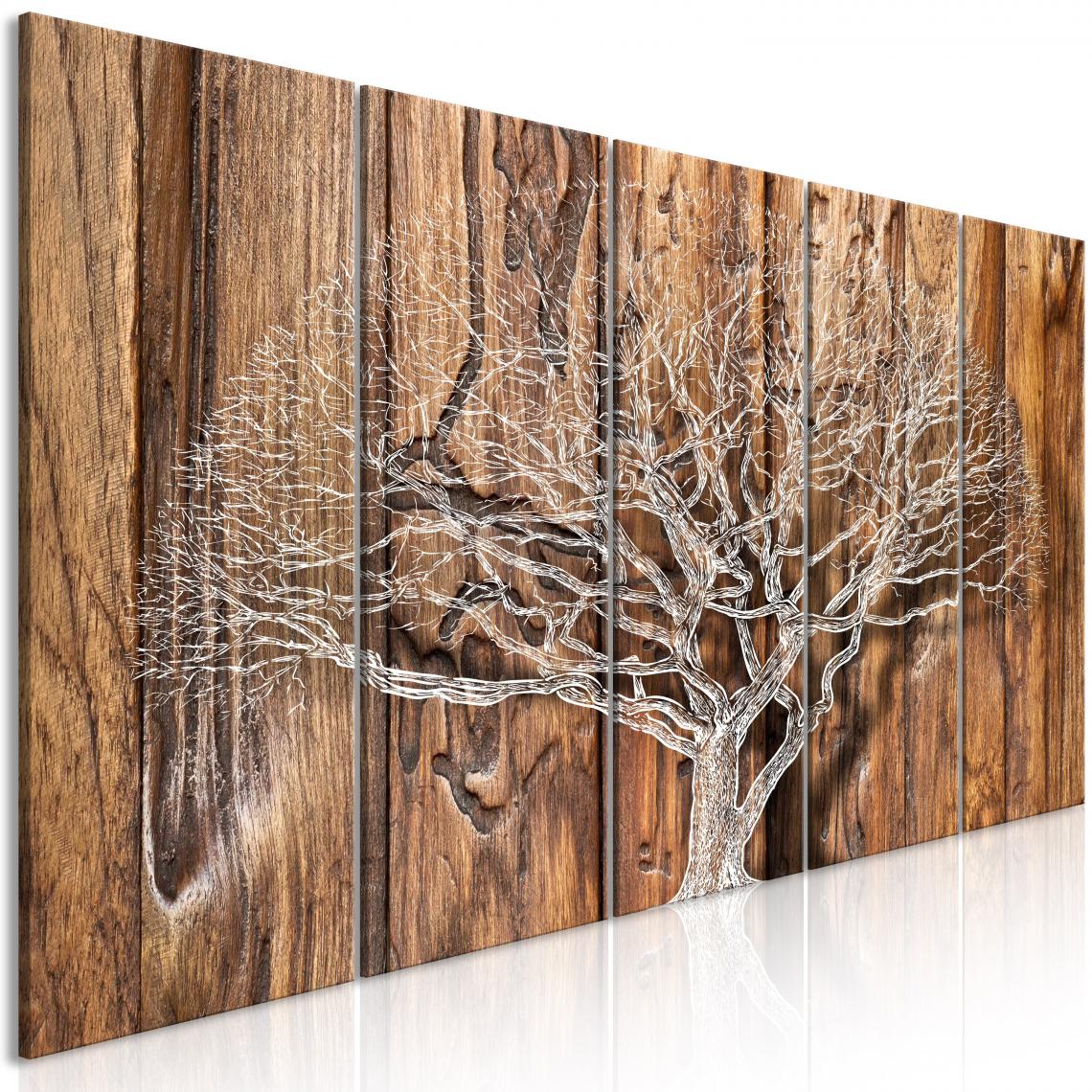Decoshop26 - Tableau sur toile en 5 panneaux décoration murale image imprimée cadre en bois à suspendre Chronique de l'arbre(5 parties) Étroit 200x80 cm 11_0006030 - Tableaux, peintures