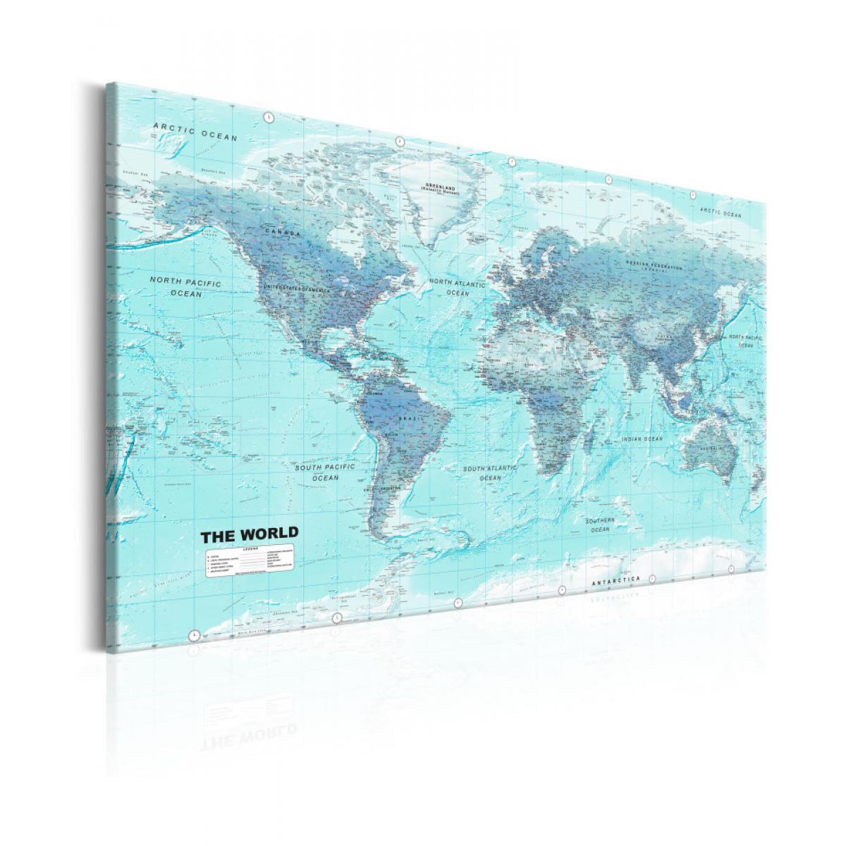 Artgeist - Tableau - World Map: Sky Blue World 90x60 - Tableaux, peintures