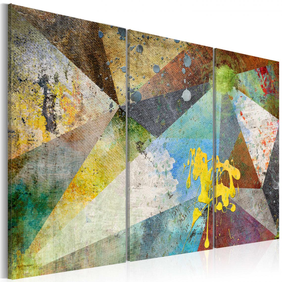 Decoshop26 - Tableau sur toile en 3 panneaux décoration murale image imprimée cadre en bois à suspendre À travers le prisme des couleurs 120x80 cm 11_0001732 - Tableaux, peintures