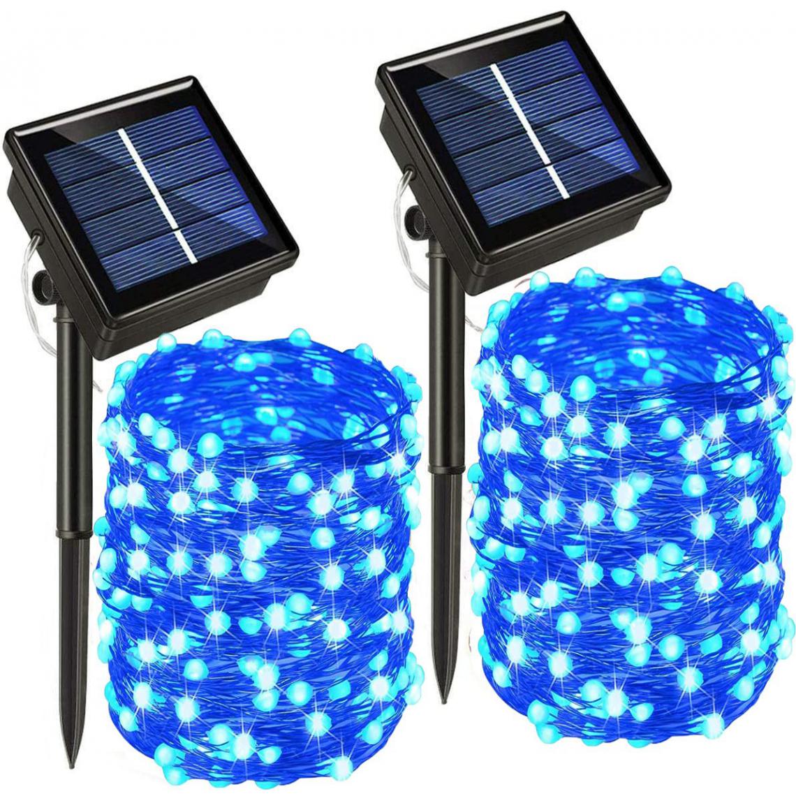 Generic - 2 Sets LED Guirlande Lumineuse Électrosolaire et Étanche avec 330  Lampes  pour l’Espace Extérieur  22 m - Bleu  - Décorations de Noël