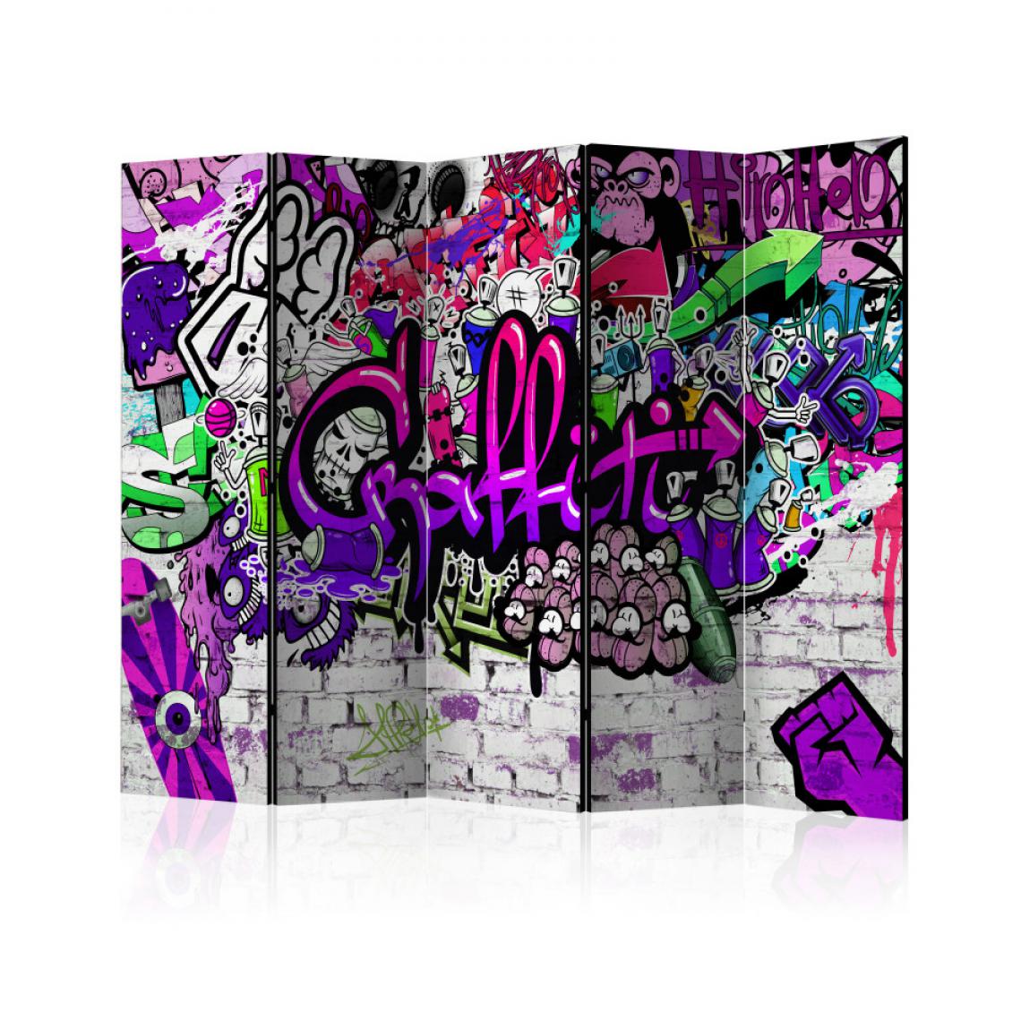 Artgeist - Paravent 5 volets - Purple Graffiti [Room Dividers] 225x172 - Paravents
