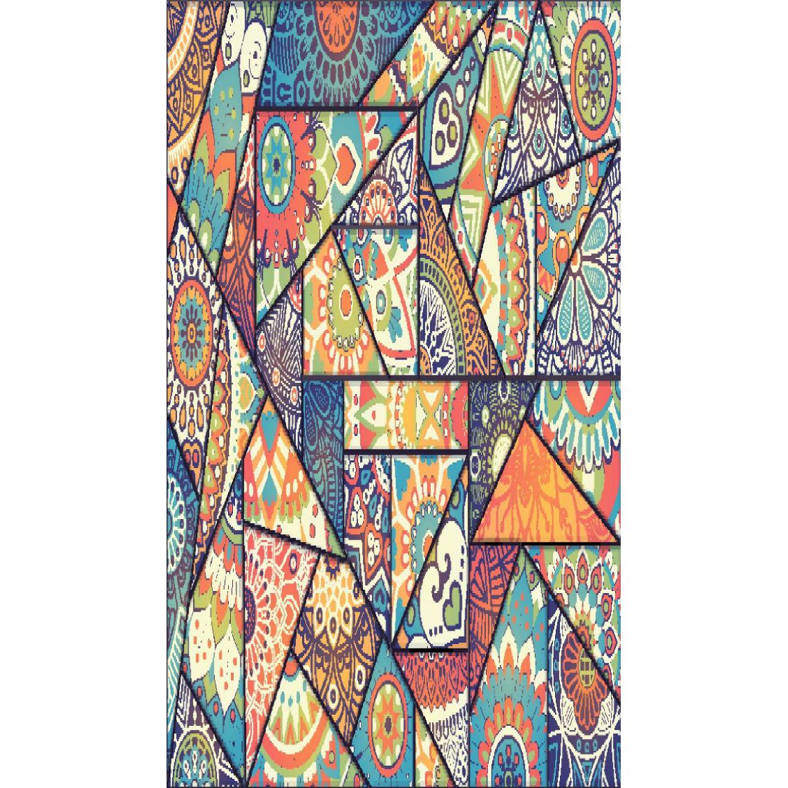Homemania - HOMEMANIA Tapis Imprimé Mandala Mosaic 2 - Géométrique - Décoration de Maison - Antidérapant - Pour Salon, séjour, chambre à coucher - Multicolore en Polyester, Coton, 140 x 220 cm - Tapis