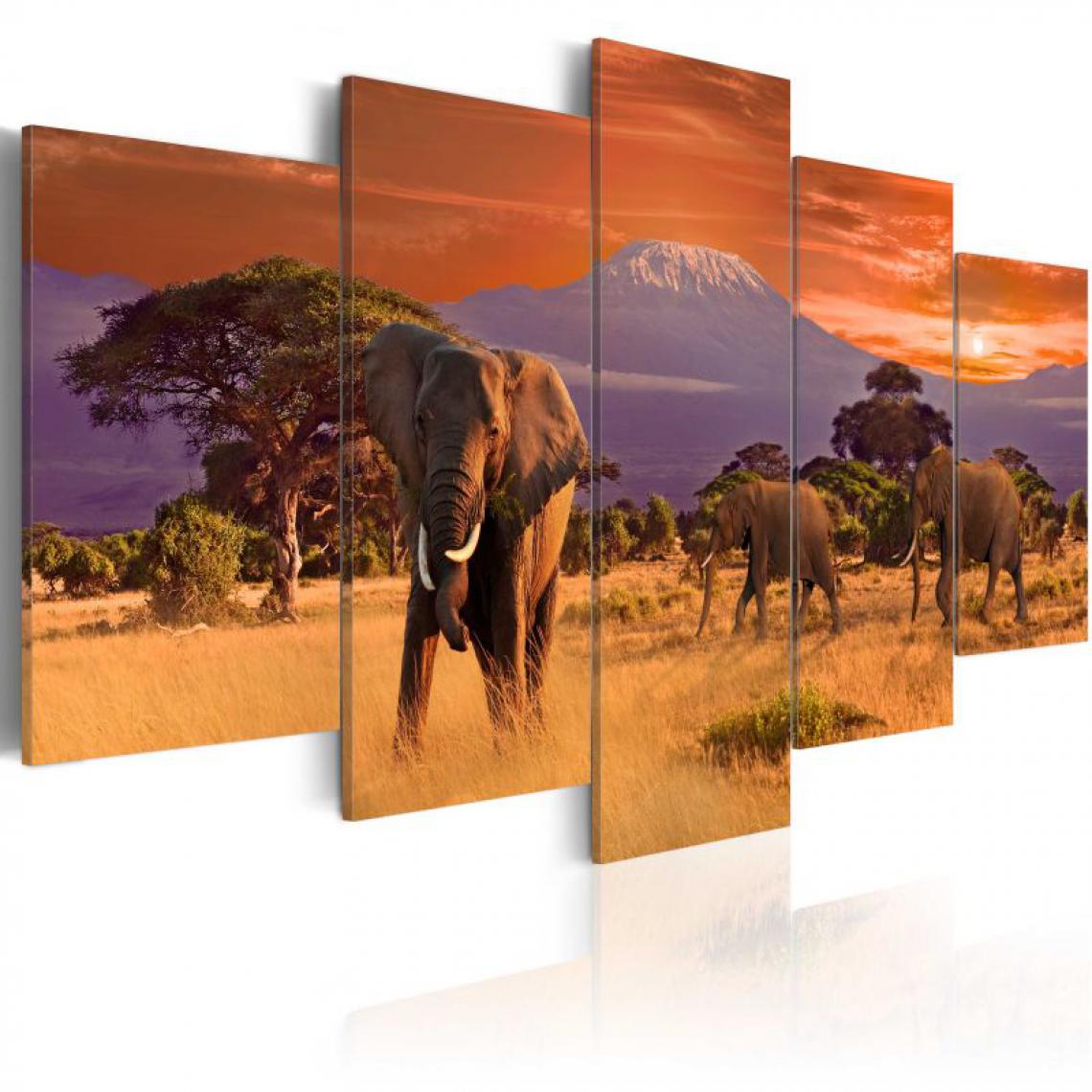 Artgeist - Tableau - Afrique: éléphants .Taille : 200x100 - Tableaux, peintures