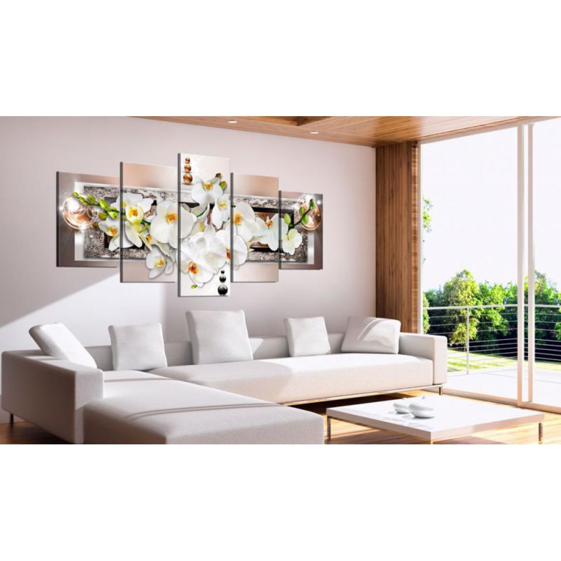 Artgeist - Tableau - White abstract orchid .Taille : 100x50 - Tableaux, peintures