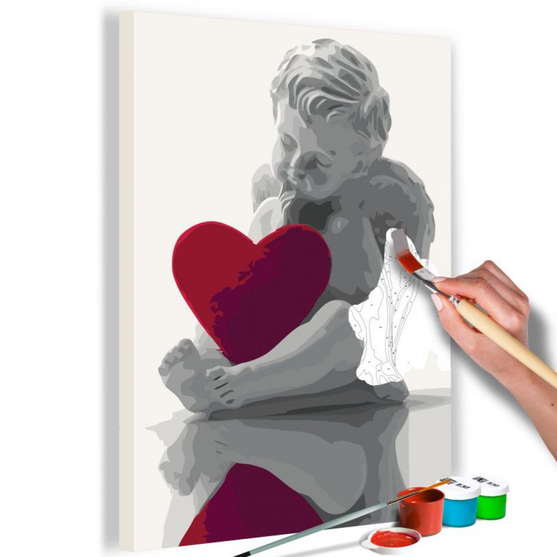 Paris Prix - Tableau à Peindre Soi-Même Ange Coeur Rouge 40x60cm - Tableaux, peintures