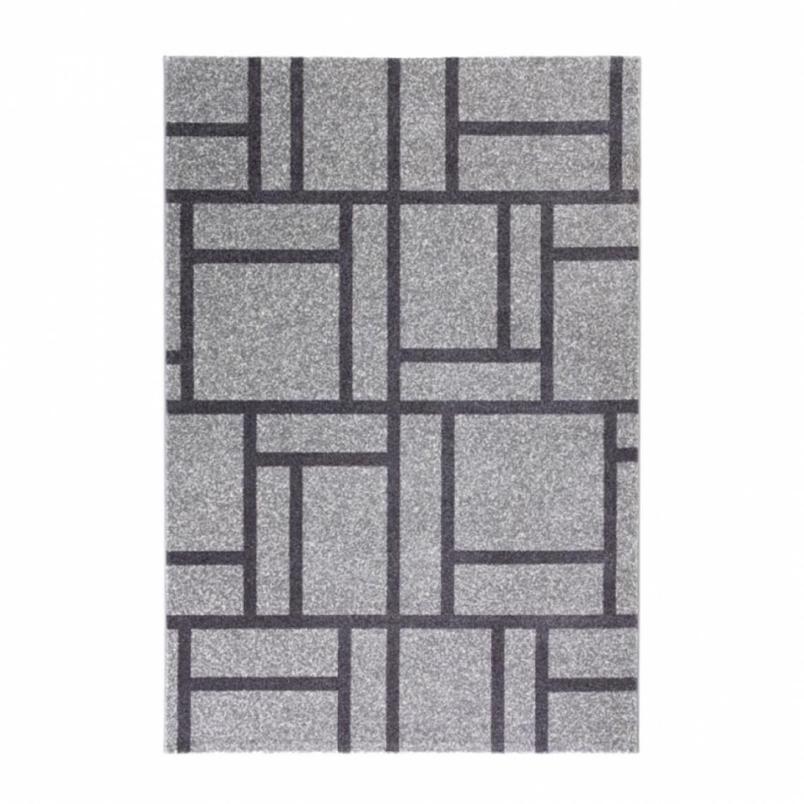 Wmd - Tapis gris noir rectangulaire design géométrique moderne Milano GRI015, Taille: 110 x 170 - Tapis