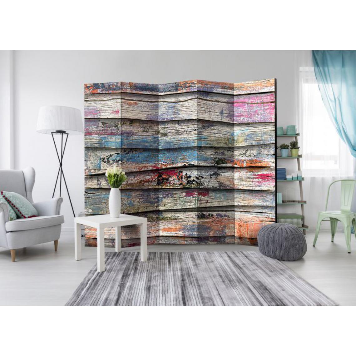 Artgeist - Paravent 5 volets - Colourful Wood II [Room Dividers] .Taille : 225x172 - Paravents