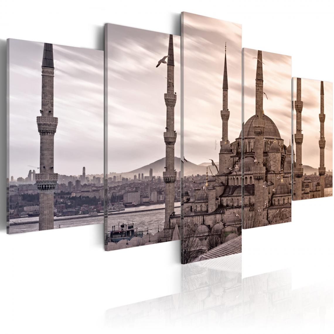 Decoshop26 - Tableau sur toile en 5 panneaux décoration murale image imprimée cadre en bois à suspendre Mosquée 200x100 cm 11_0008356 - Tableaux, peintures