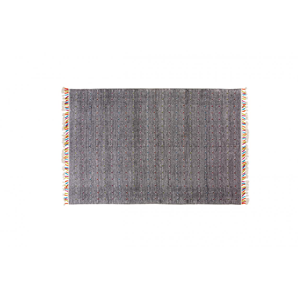 Alter - Tapis Texas moderne, style kilim, 100% coton, noir, 170x110cm - Tapis