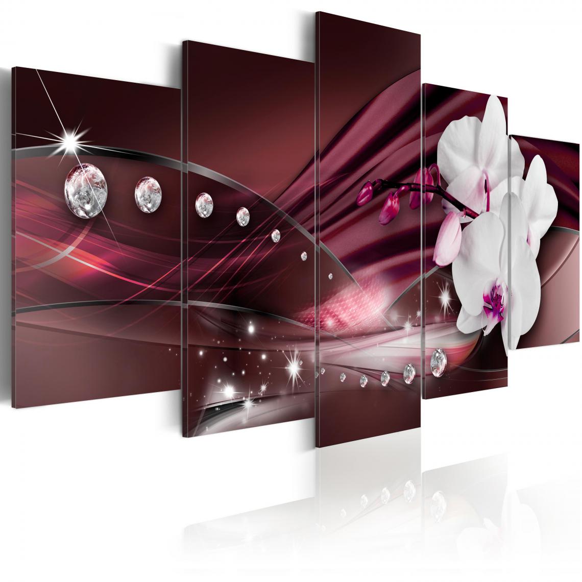 Decoshop26 - Tableau sur toile en 5 panneaux décoration murale image imprimée cadre en bois à suspendre Rosée de diamant 100x50 cm 11_0000722 - Tableaux, peintures