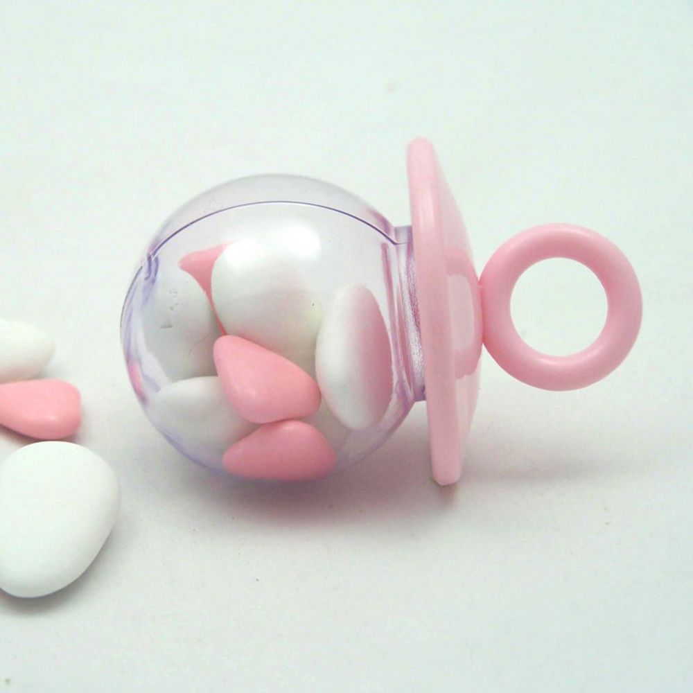 Visiodirect - Lot de 4 Boîtes forme tétine en plastique Rose - Diam : 5 cm - Objets déco