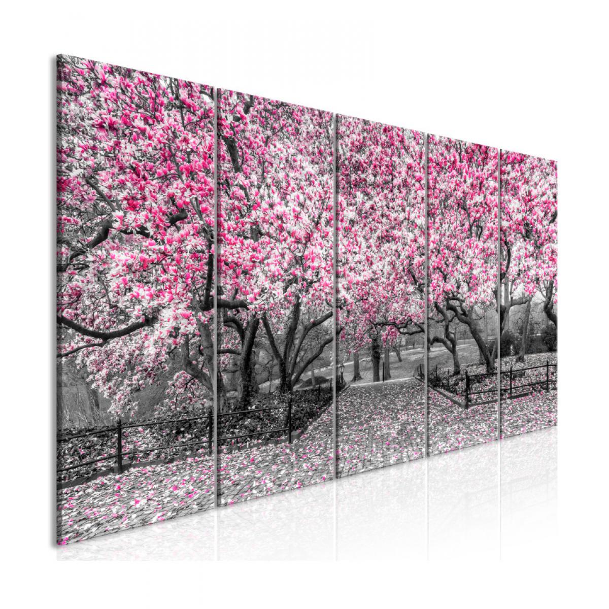 Artgeist - Tableau - Magnolia Park (5 Parts) Narrow Pink 225x90 - Tableaux, peintures