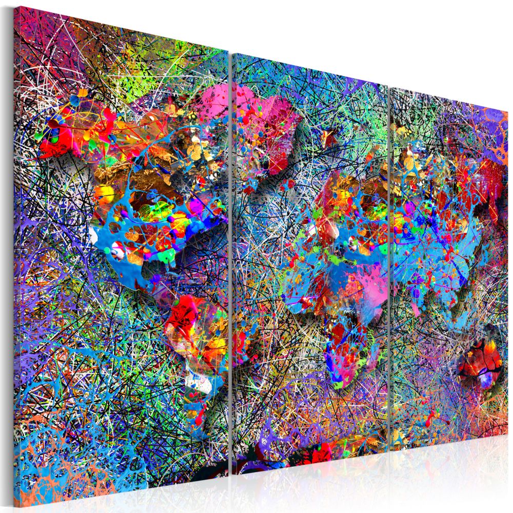Bimago - Tableau - World Map: Colourful Whirl - Décoration, image, art | Cartes du monde | - Tableaux, peintures