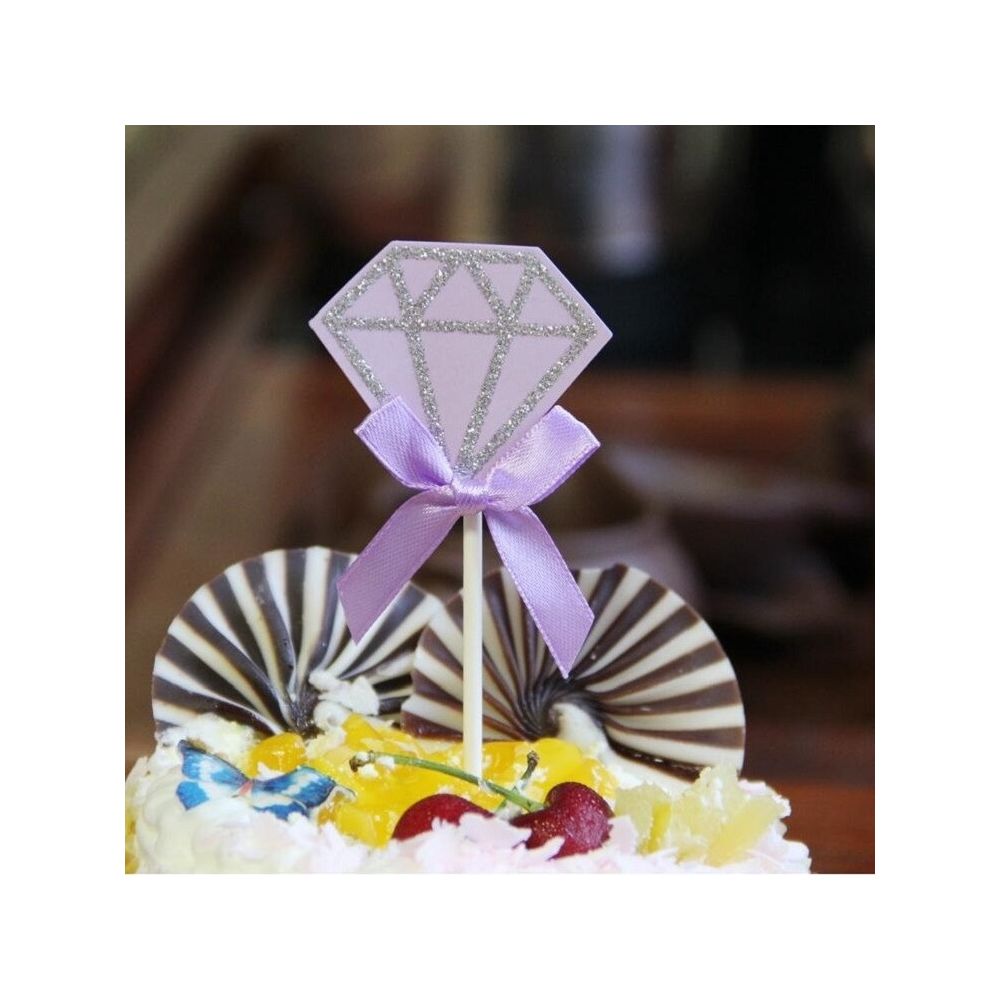 Wewoo - Décorations de Fête 5 paquets de gâteau d'anniversaire de diamant inséré carte fournitures de décoration de table de de dessert de de mariage violet - Décorations de Noël