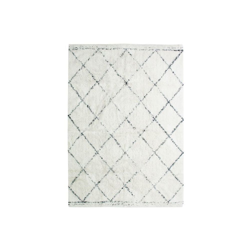 Mon Beau Tapis - BERBERE LOSANGE - Tapis en coton motifs losanges écru naturel 130x190 - Tapis