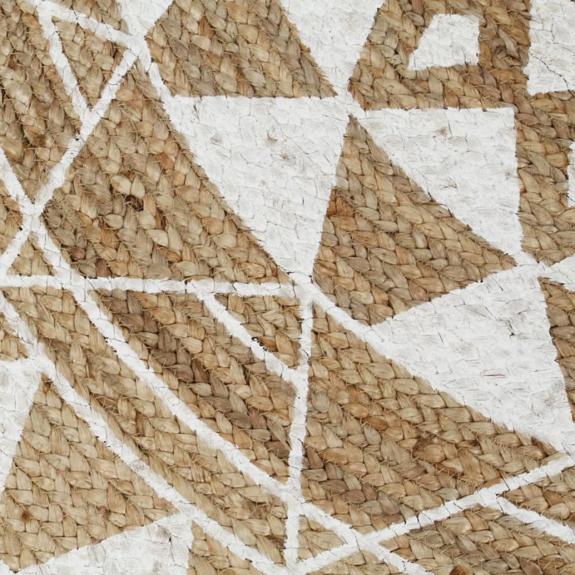 Icaverne - Icaverne - Petits tapis ligne Tapis fait à la main Jute avec imprimé blanc 90 cm - Tapis