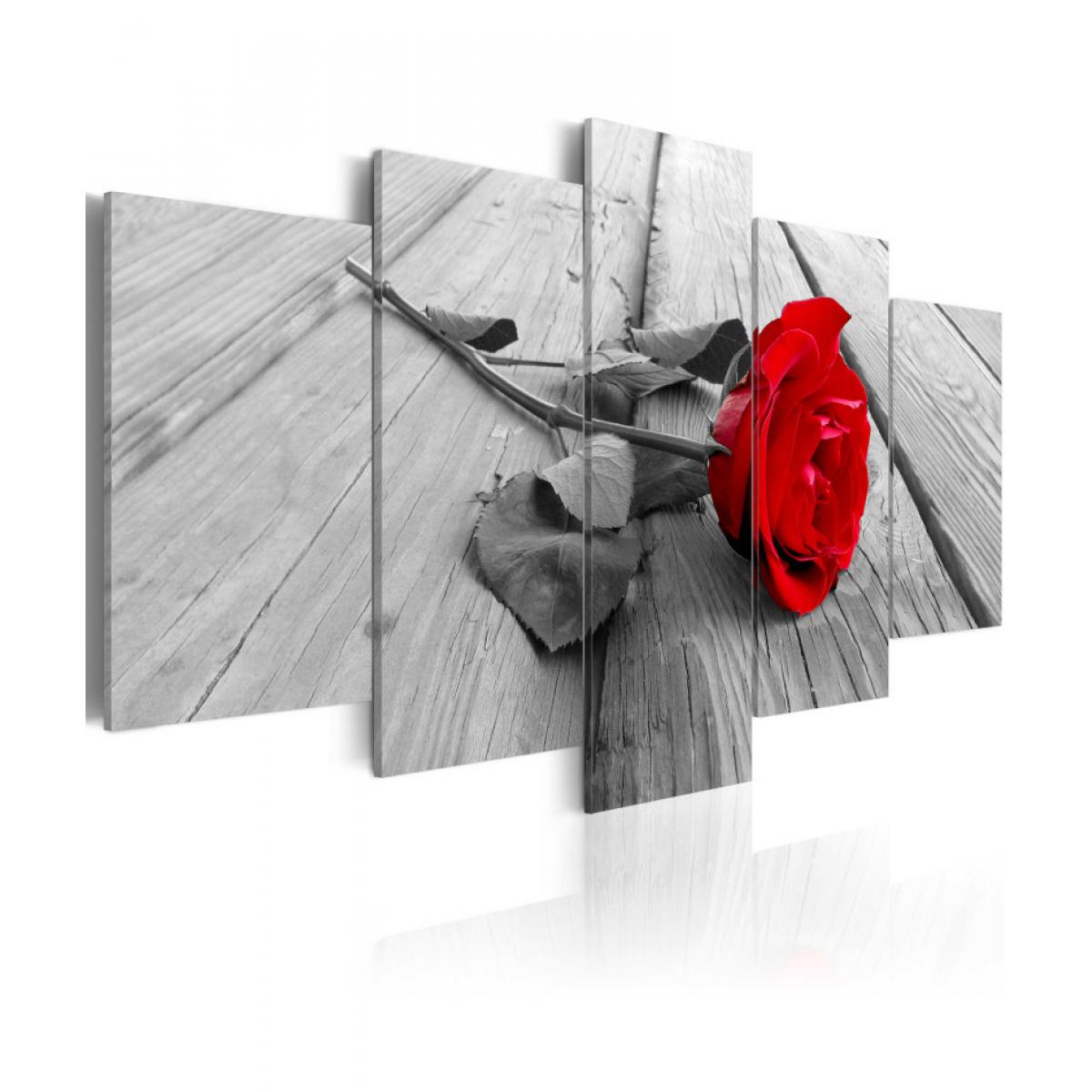 Artgeist - Tableau - Rose sur bois 100x50 - Tableaux, peintures