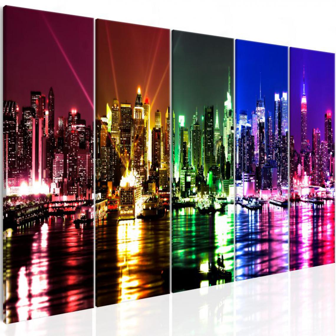 Artgeist - Tableau - Rainbow New York (5 Parts) Narrow .Taille : 200x80 - Tableaux, peintures