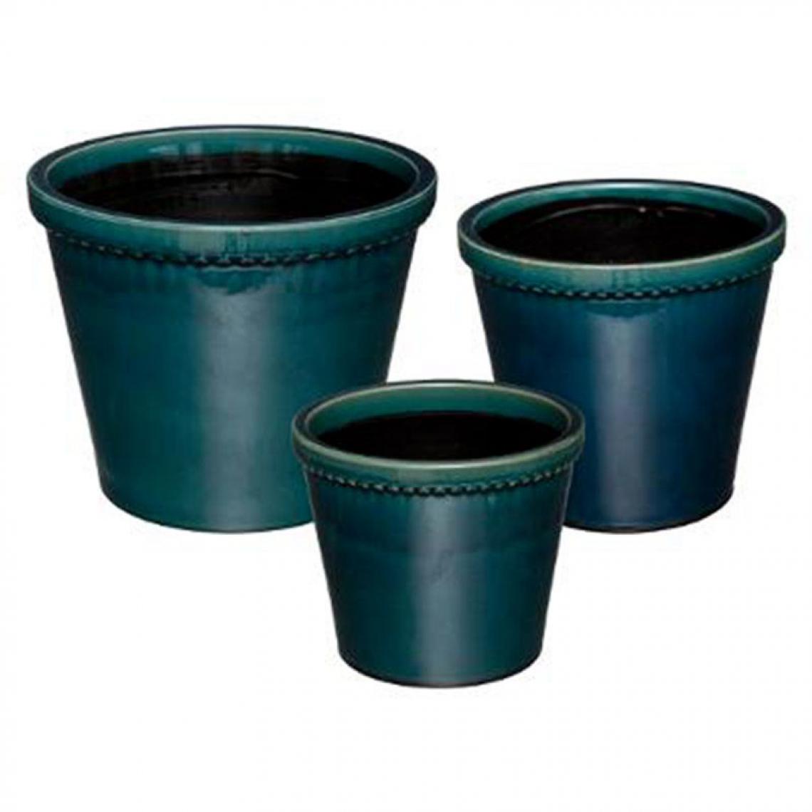 Pp No Name - Lot de 3 Cache-Pots Idylle Folk 30cm Bleu Canard - Pots, cache-pots