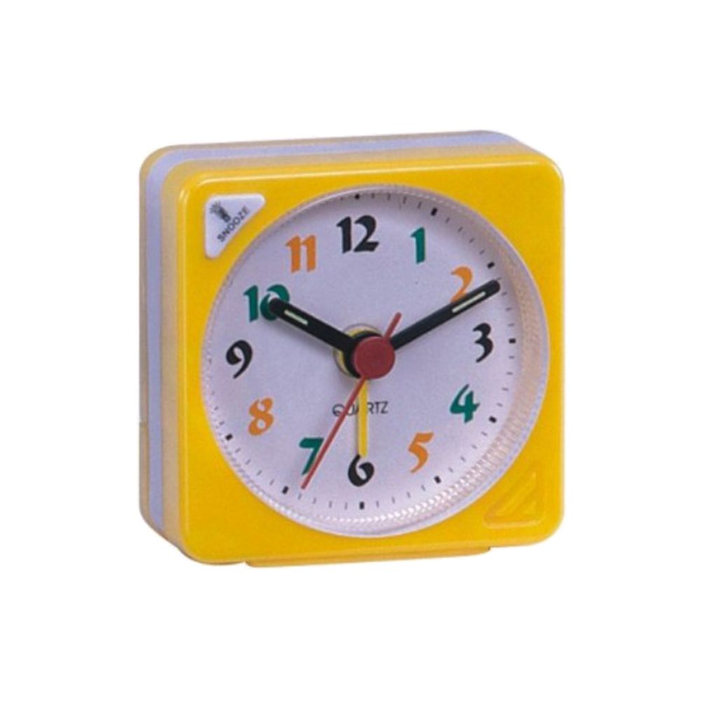 marque generique - mini voyage horloge dégradé son bureau réveil snooze veilleuse jaune - Réveil