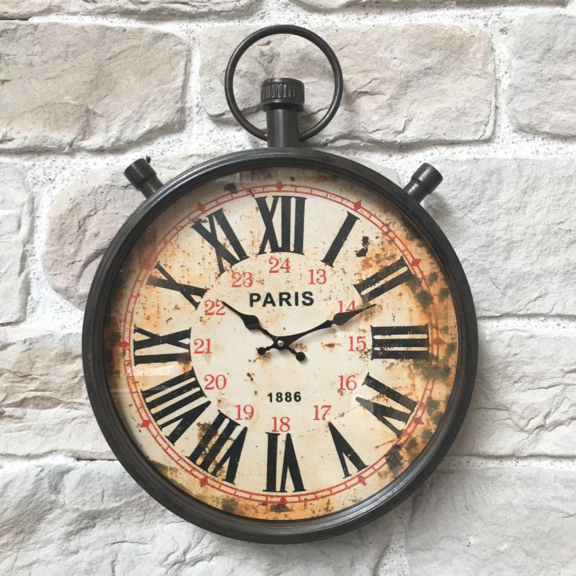 Chemin De Campagne - Horloge Gare Murale Horloge Industrielle Gousset Murale Fer Verre 60 cm x 44 cm - Horloges, pendules