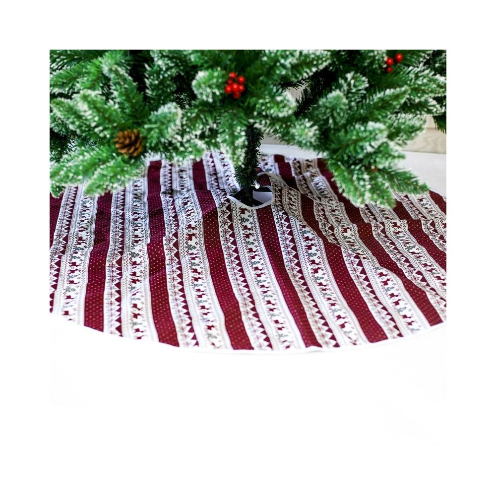 Wewoo - 2 PCS Creative arbre de Noël bas tissu jupe décorative d'impressiontaille 120x120CM rayé rouge et blanc - Décorations de Noël