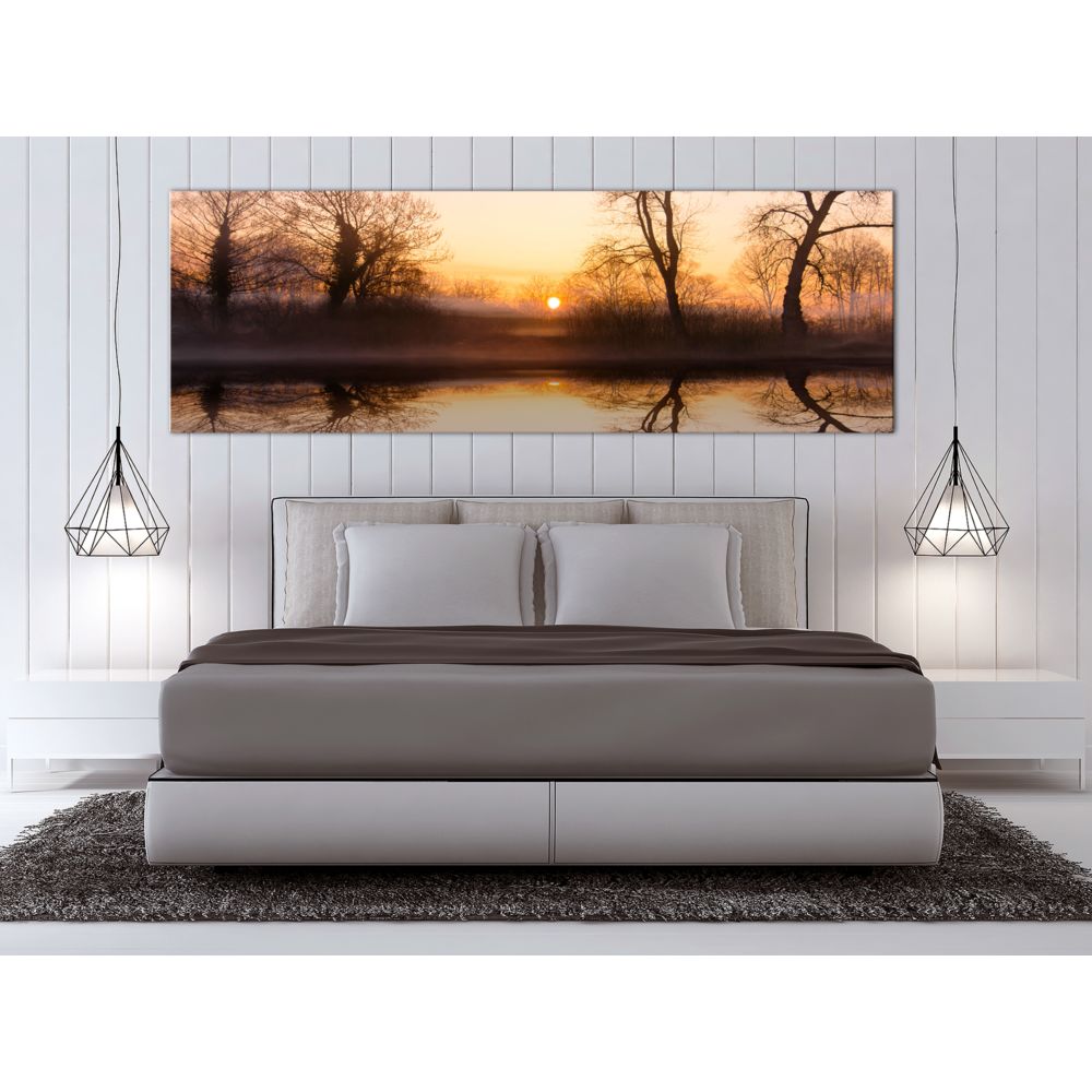 marque generique - 135x45 Tableau Levers et couchers de soleil Paysages Magnifique Winter Sunset (1 Part) Narrow - Tableaux, peintures