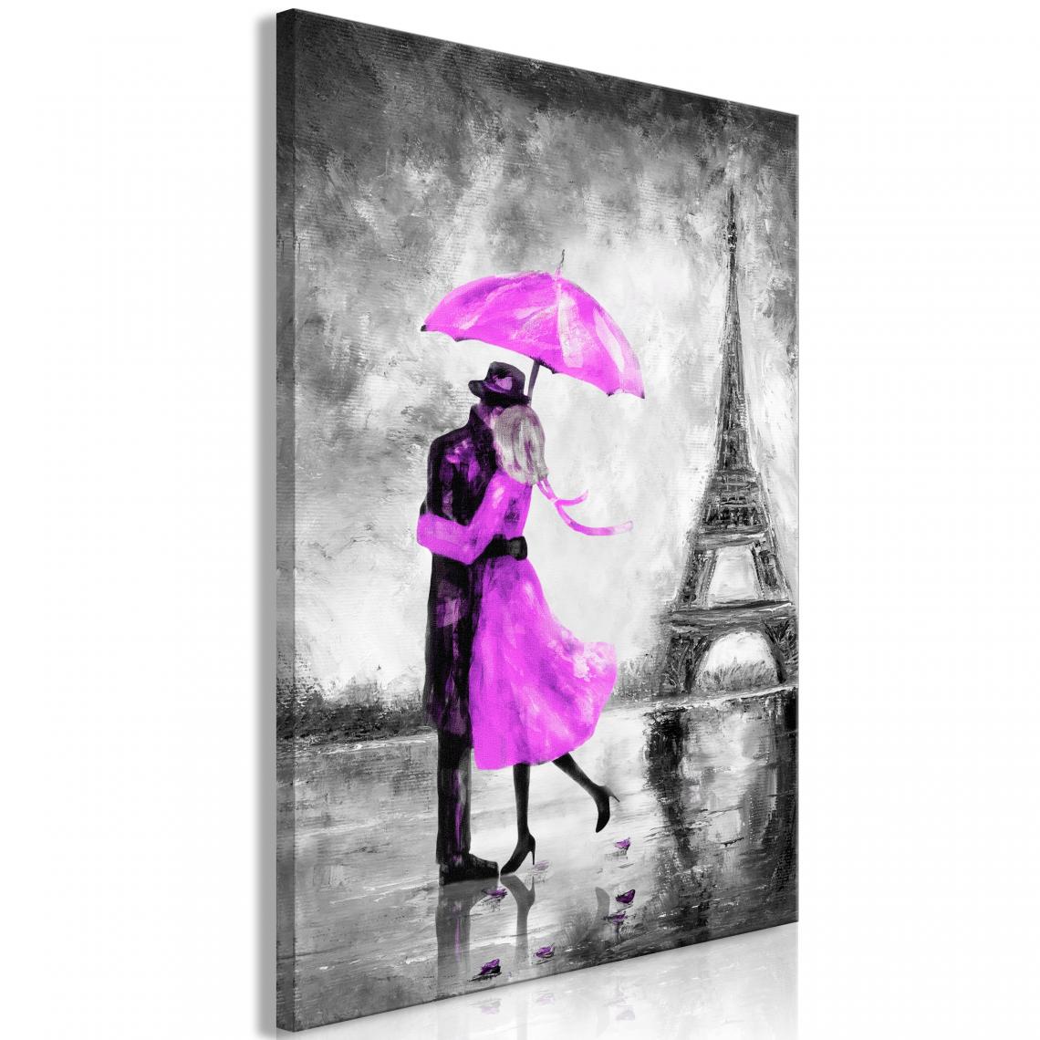 Decoshop26 - Tableau sur toile décoration murale image imprimée cadre en bois à suspendre Brouillard Parisien (1 Partie) rose Vertical 80x120 cm 11_0008271 - Tableaux, peintures