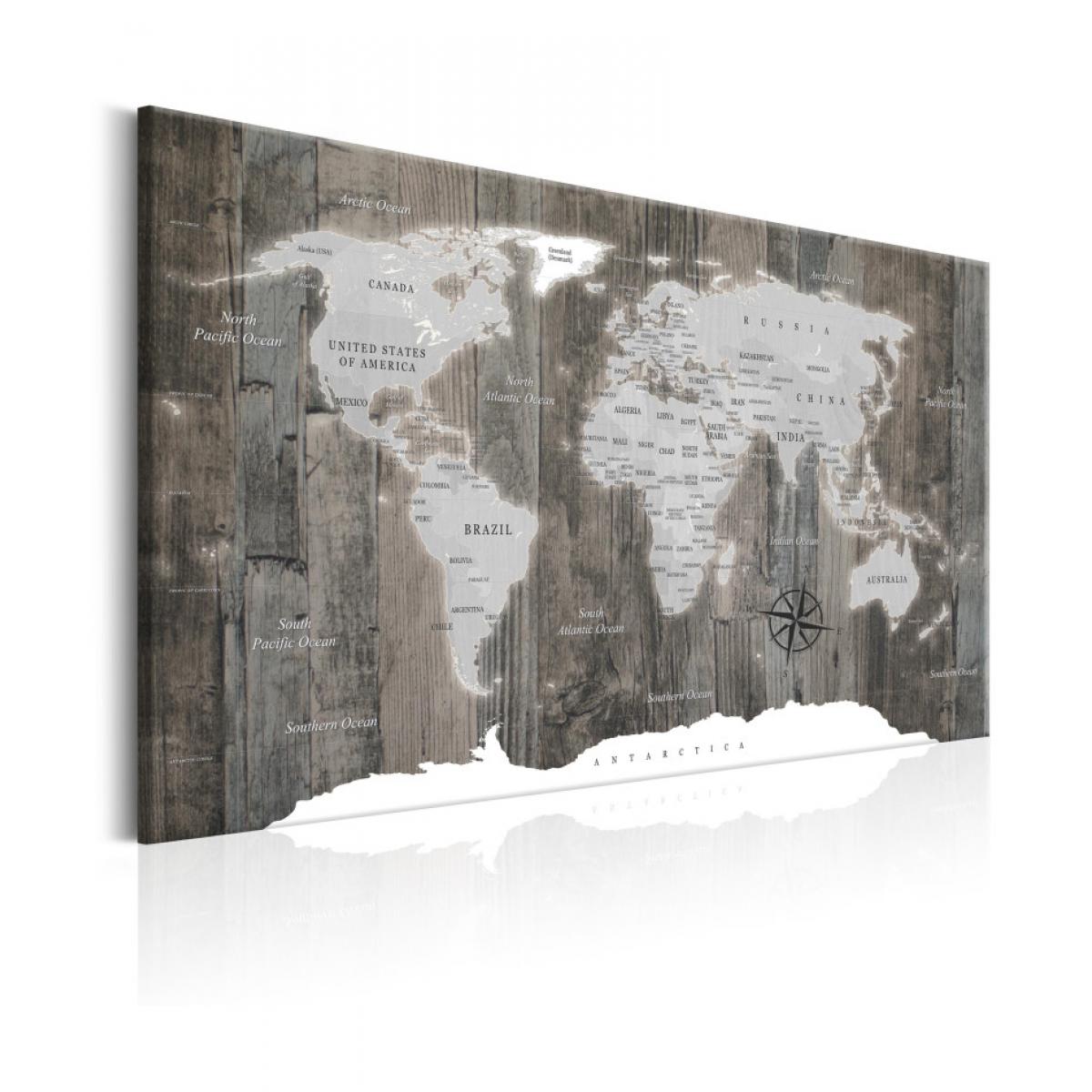 Artgeist - Tableau - World Map: Wooden World 90x60 - Tableaux, peintures