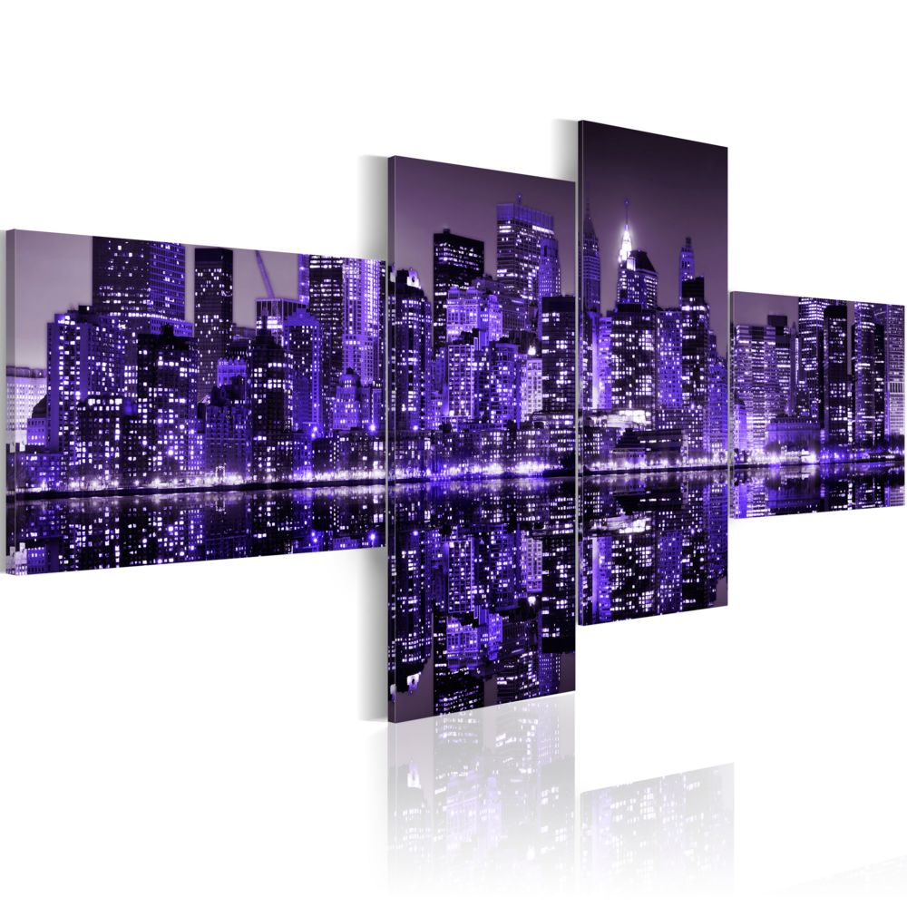 Bimago - Tableau | Purple York | 100x45 | Villes | New York | - Tableaux, peintures