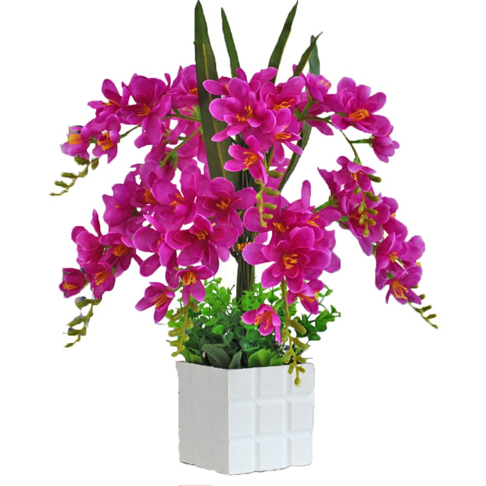 marque generique - Vase Avec Ensemble De Fleurs Artificielles Fleur En Soie Décoration Intérieure Violet - Vases
