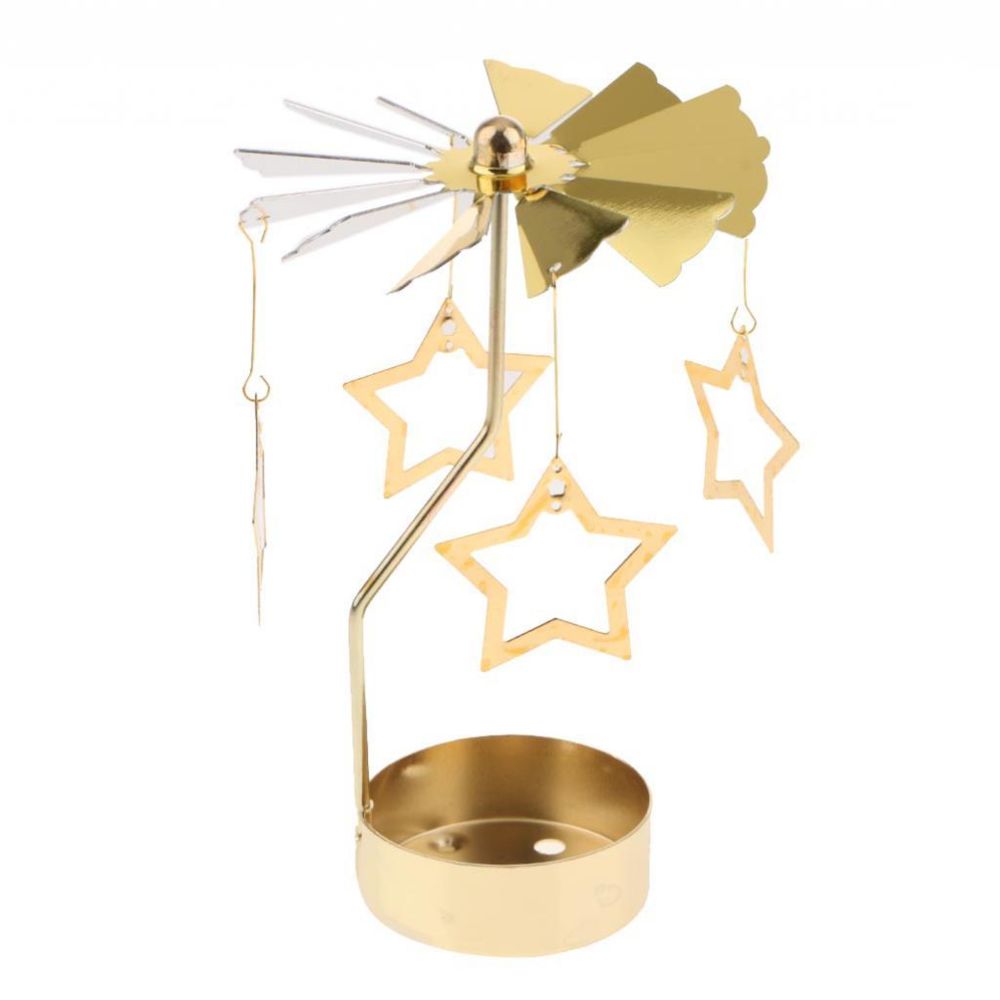 marque generique - décoration de noël tournant bougie thé lumière porte bougeoir étoile d'or - Bougeoirs, chandeliers