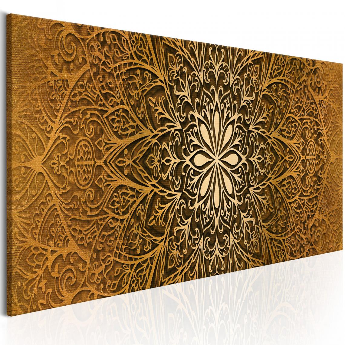 Decoshop26 - Tableau sur toile décoration murale image imprimée cadre en bois à suspendre Finesse dorée 120x40 cm 11_0009058 - Tableaux, peintures
