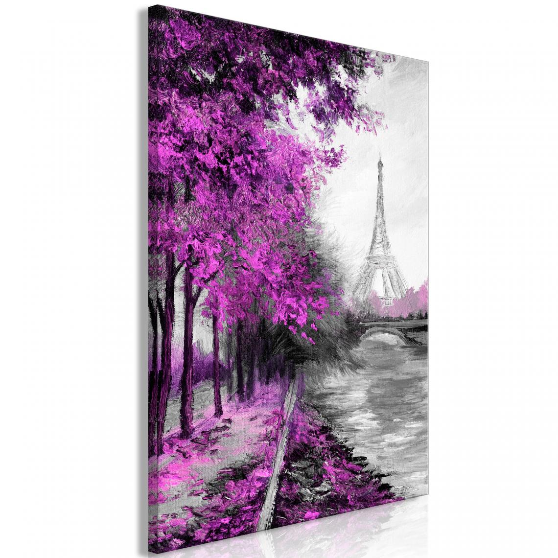 Decoshop26 - Tableau sur toile décoration murale image imprimée cadre en bois à suspendre Paris Canal (1 Partie) Rose Vertical 80x120 cm 11_0008256 - Tableaux, peintures