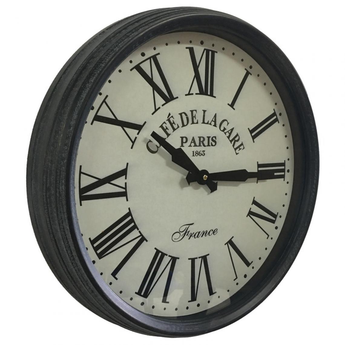 L'Originale Deco - Horloge de gare Style Ancienne Industrielle Ronde en Métal Verre ø46 cm x 8 cm - Horloges, pendules