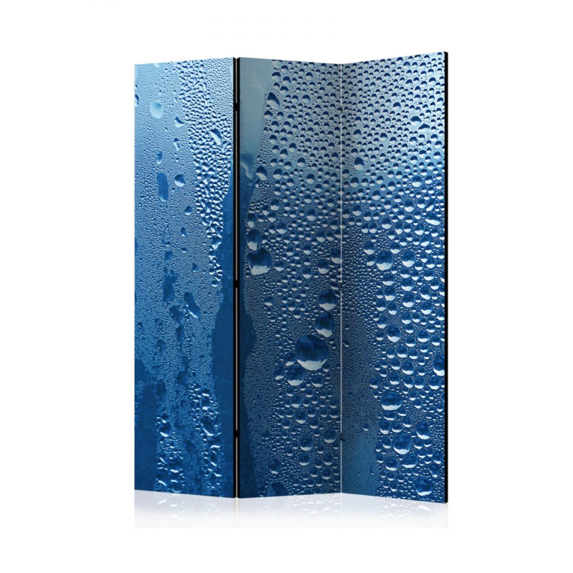 Artgeist - Paravent 3 volets - Water drops on blue glass [Room Dividers] 135x172 - Paravents