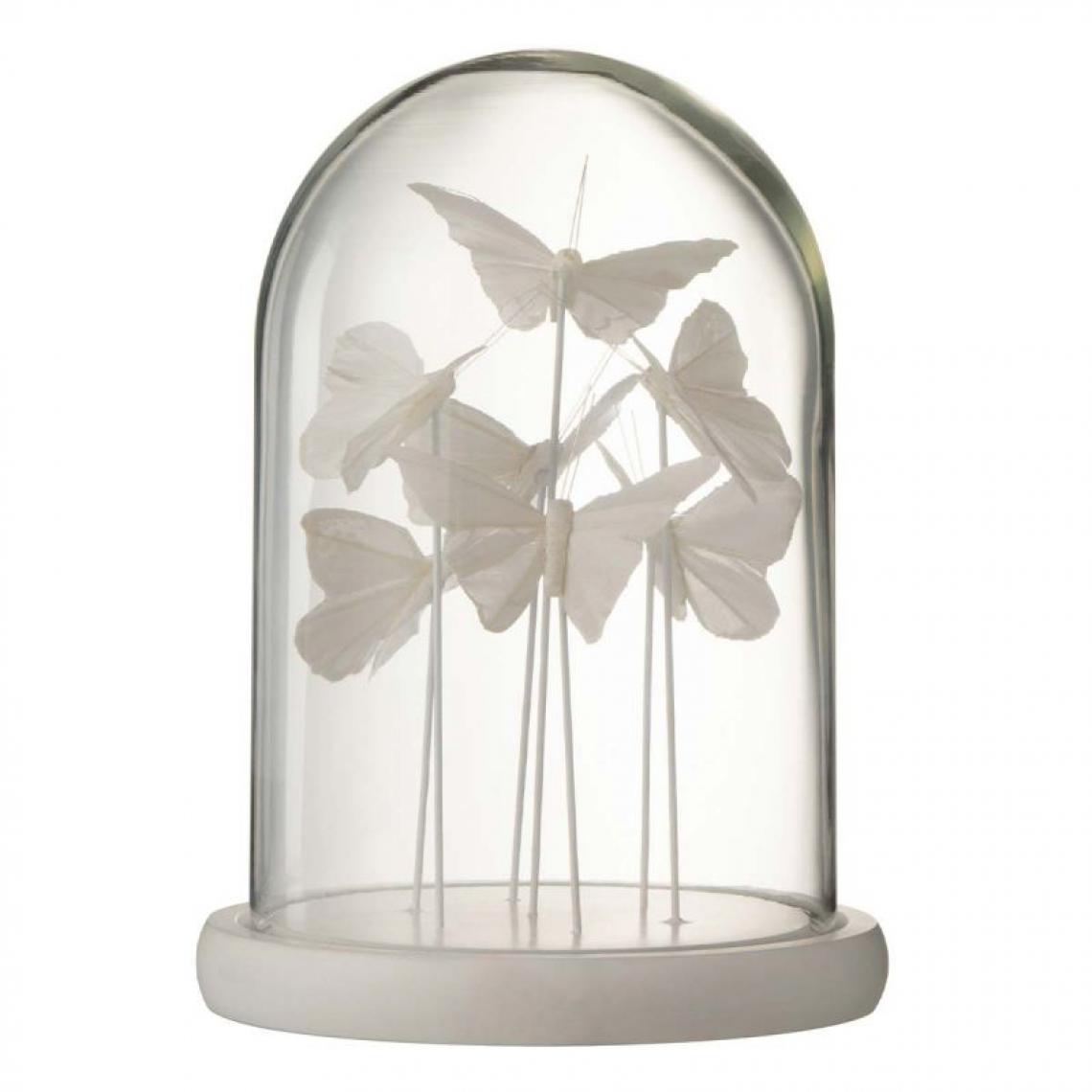 Paris Prix - Cloche Décorative Design Papillons 25cm Blanc - Statues